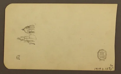 Zeichnung, Berglandschaft; Verso: Kirche mit Kuppel, April 1885