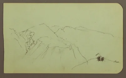 Zeichnung, Berglandschaft; Verso: Landschaft, 1883