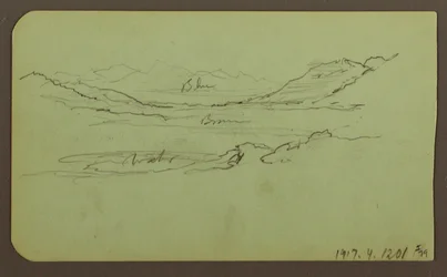 Zeichnung, Berglandschaft; Verso: Landschaft, 1883