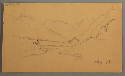 Zeichnung, Berggipfel, 1868