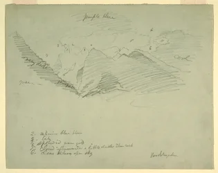 Zeichnung, Berggipfel bei Berchtesgaden, Bayern, Juni–Juli 1868