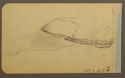 Zeichnung, Bergseite, Turm; Rückseite: Bergseite, 1889