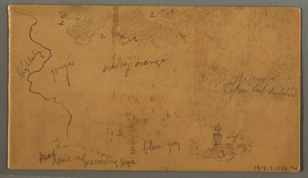 Zeichnung, Berge gegen eine Ebene, Zwei Regenbögen, Österreich oder Bayern, 1868