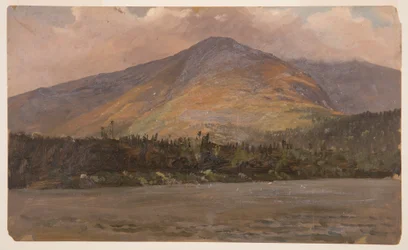 Zeichnung, Berg Katadhin, zeigt Pomola und das Große Becken vom Sandy Bottom Pond, ca. 1877