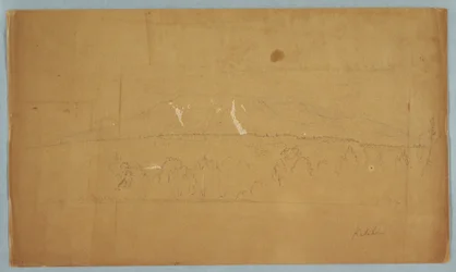 Zeichnung, Mt. Katahdin vom Lake Katahdin, Maine, 1852