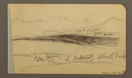 Ebene, Hügel, Stadt; (Rückseite: Gebirgskette)