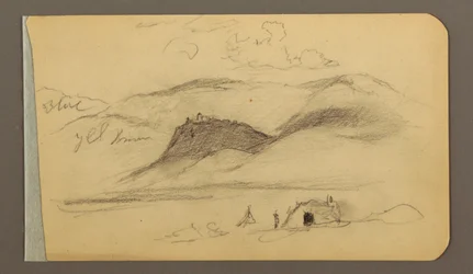 Ebene, Hügel, Stadt; (Rückseite: Gebirgskette)