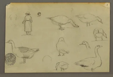 Zeichnung, Regen über Hügeln, möglicherweise 1866