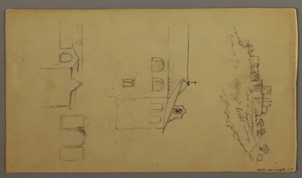 Recto: Leer; Verso: Fortree auf Hügel, Tor
