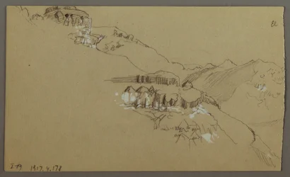 Rechter Teil einer Skizze des El Yemen Tals, Arabien: Ferne Aussicht, 20. Februar 1868