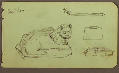 Zeichnung, Löwenstatue, Skiff; Verso: Löwenstatue, Dezember 1883