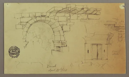 Zeichnung, Steinbogen, Steinsockel, 27. April 1868