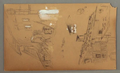 Studien von Chalet, Mann mit Pfeife, Enten, 1868