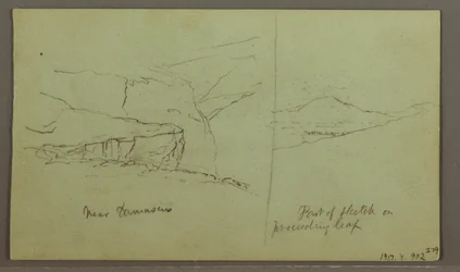 Zeichnung, Grab auf einem Hügel, Drei Minarette, 1. Mai 1868