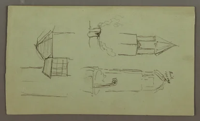 Zeichnung, Türme, Dächer, Spicket, Dach, Juli 1868
