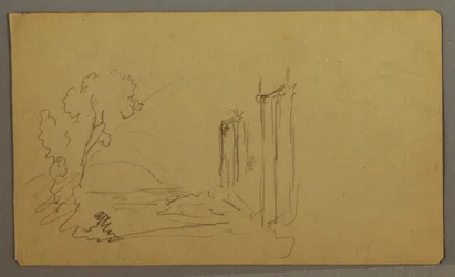 Bäume, klassische Säulen, möglicherweise 1865–66