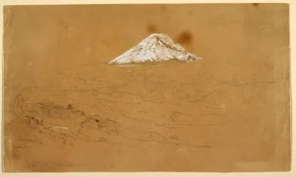 Ansicht des schneebedeckten Mount Chimborazo, gezeichnet nahe Guanojo und Guaranda, Ecuador, 12. Juni 1857