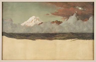 Der Berg Chimborazo durch aufsteigenden Nebel und Wolken