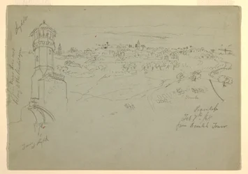 Turm in Lydda und Ramleh, vom Turm von Ramleh aus gesehen, Palästina [Ramleh, Israel]