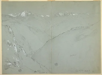Tal Landschaft mit schneebedeckten Gipfeln, Berner Alpen, Schweiz, Teil 1