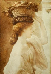 Eucharis: Ein Mädchen mit einem Korb voller Früchte