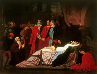 Die Versöhnung der Montagues und Capulets über den Leichen von Romeo und Julia