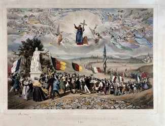 Die universelle demokratische und soziale Republik. Prozession der europäischen Völker in Einigkeit und Brüderlichkeit. Frédéric Sorrieu (1807-um 1861), 1848, Paris, Musée Carnavalet