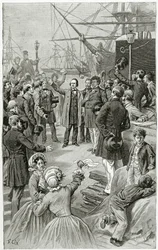 Victor Hugo ruft während einer Rede im Exil am 1. August 1852 eine universelle Republik aus, 19. Jahrhundert