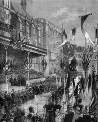 Einweihung der Statue von Adolphe Thiers (1797-1877) auf dem Place Thiers in Saint-Germain-en-Laye, 19. September