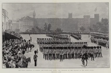 Der Geburtstag des Königs in London, der Vorbeimarsch nach dem Trooping of the Colours bei den Horse Guards