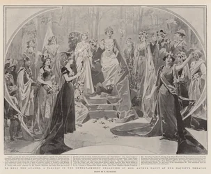 Um den Wachen zu helfen, ein Tableau in der von Mrs. Arthur Paget organisierten Unterhaltung im Her Majesty