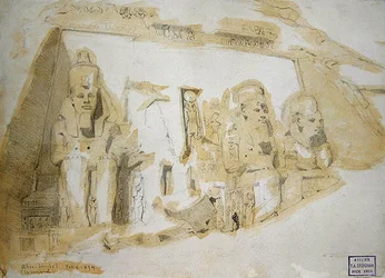 Vier kolossale Statuen von Ramses II. (1279-1213 v. Chr.) im Großen Tempel von Abu Simbel