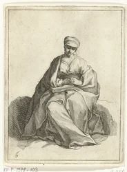 Sitzende, betende Frau (15 kleine Figuren)