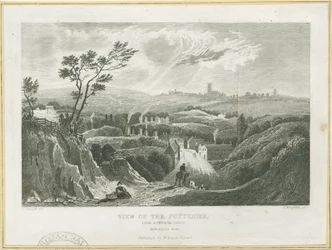 Burslem - Blick auf die Töpfereien (Gravur)