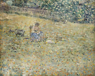 Frau und Ziege