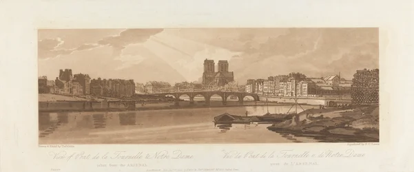 Ansicht der Pont de la Tournelle und Notre Dame, vom Arsenal aus gesehen 1802