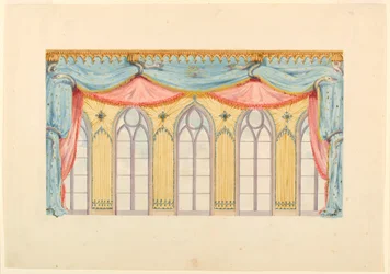 Fensterdekoration, wahrscheinlich für die Ostwand des Musikzimmers, Royal Pavilion, Brighton, 1820