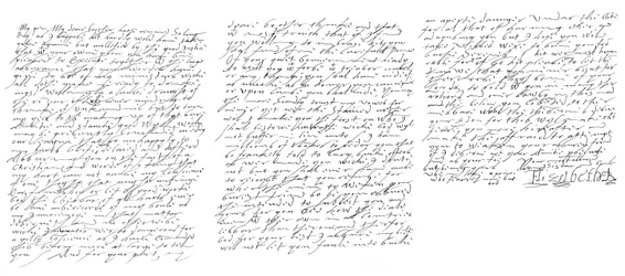 Brief von Elizabeth I., Königin von England, an James VI. von Schottland, um 1588
