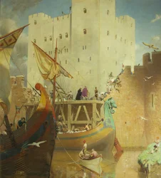 Der Bau des großen Bergfrieds von Bristol Castle