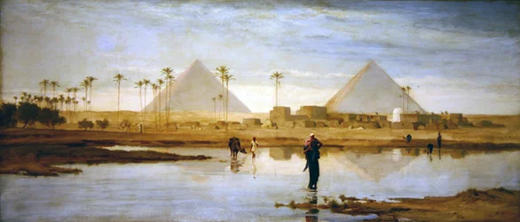 Die Furt zum Dorf in der Nähe der Pyramiden