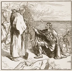 Egfrid bittet St. Cuthbert, Illustration aus 