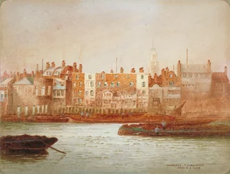 Lagerhäuser in Limehouse, London, um 1850