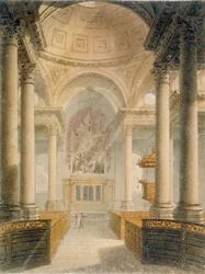 Innenraum der Kirche St. Stephen Walbrook, City of London, 1810