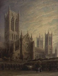 Kathedrale von Lincoln von den Kreuzgängen, 19. Jahrhundert