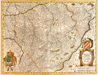 Karte der Grafschaft Champagne (Frankreich) (Radierung)