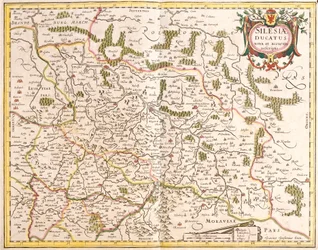 Karte des Herzogtums Schlesien (Deutschland und Tschechische Republik)