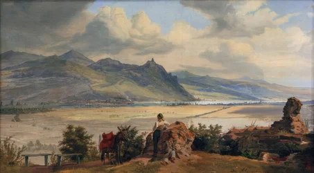 Blick auf das Siebengebirge mit Königswinter und der Ruine