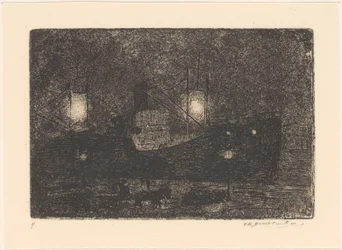 Boot am Kai bei Abend