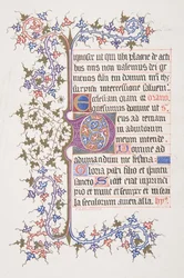 Illuminierte Seite mit Initiale E recto, Weinrand verso, 1830-62