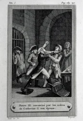 Die Ermordung des Kaisers von Russland Peter III. Fyodorovich am 17. Juli 1762